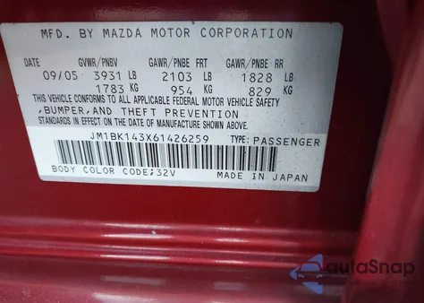 2006 Mazda Mazda3 S/S Grand Touring/S Touring z USA, uszkodzony, nr VIN JM1BK143X61426259